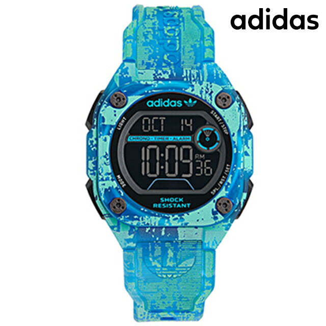 adidas City Tech两个Grfx Quartz观看品牌男士女士Adidas Aost24077数字黑色