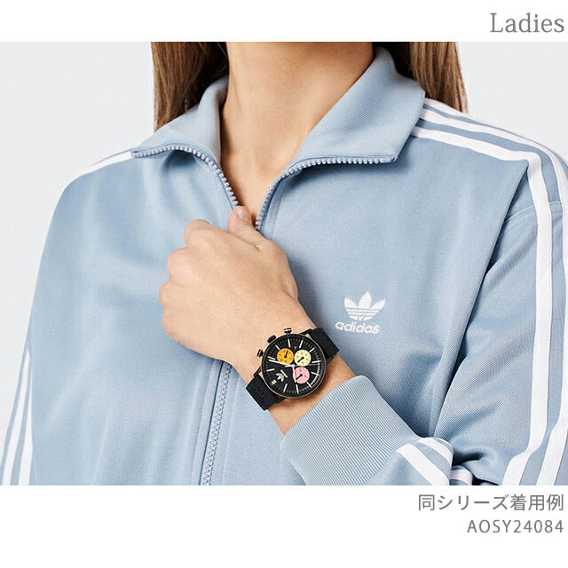 adidas代码一年代石英观看品牌男士计时码表Adidas aosy24084模拟黑色黑色