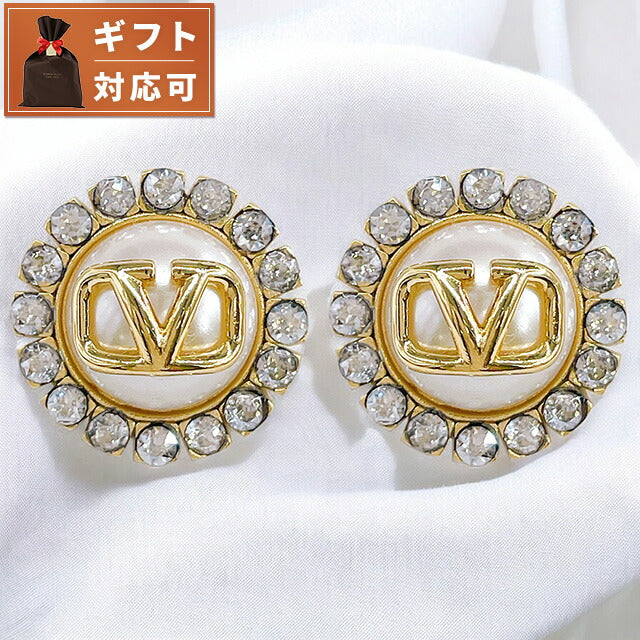 ヴァレンティノ VALENTINO 5W2J0T83 HJY Y49 Vロゴ シグネチャー メタル レジン クリスタル ピアス ゴールド レディース アクセサリー APVA00029L