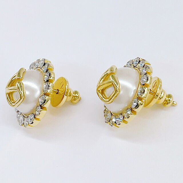 ヴァレンティノ VALENTINO 5W2J0T83 HJY Y49 Vロゴ シグネチャー メタル レジン クリスタル ピアス ゴールド レディース アクセサリー APVA00029L
