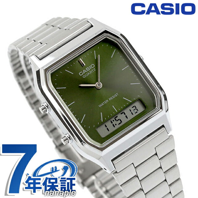カシオ チープカシオ CASIO クォーツ 電池式 AQ-230A-3AMQY クラシック ユニセックス チプカシ 腕時計 ブランド カシオ casio アナデジ グリーン AQ-230A-3AMQYDF
