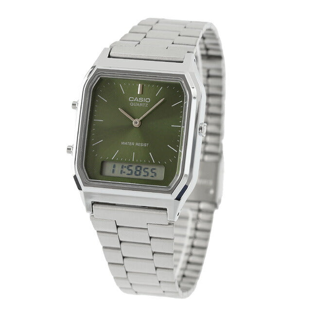 カシオ チープカシオ CASIO クォーツ 電池式 AQ-230A-3AMQY クラシック ユニセックス チプカシ 腕時計 ブランド カシオ casio アナデジ グリーン AQ-230A-3AMQYDF