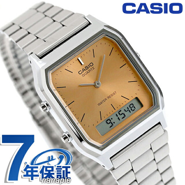 カシオ CASIO クォーツ 電池式 AQ-230A-4AMQY クラシック チプカシ ユニセックス メンズ レディース 腕時計 ブランド カシオ casio アナデジ オレンジ AQ-230A-4AMQYDF