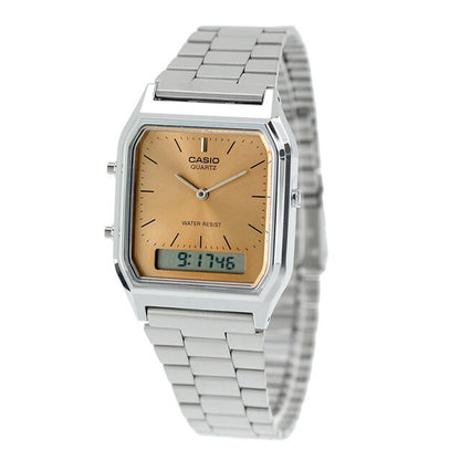 カシオ CASIO クォーツ 電池式 AQ-230A-4AMQY クラシック チプカシ ユニセックス メンズ レディース 腕時計 ブランド カシオ casio アナデジ オレンジ AQ-230A-4AMQYDF