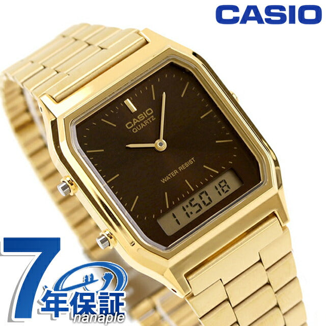 カシオ チープカシオ CASIO クォーツ 電池式 AQ-230GA-5AMQY クラシック ユニセックス チプカシ 腕時計 ブランド カシオ casio アナデジ ブラウン ゴールド AQ-230GA-5AMQYDF