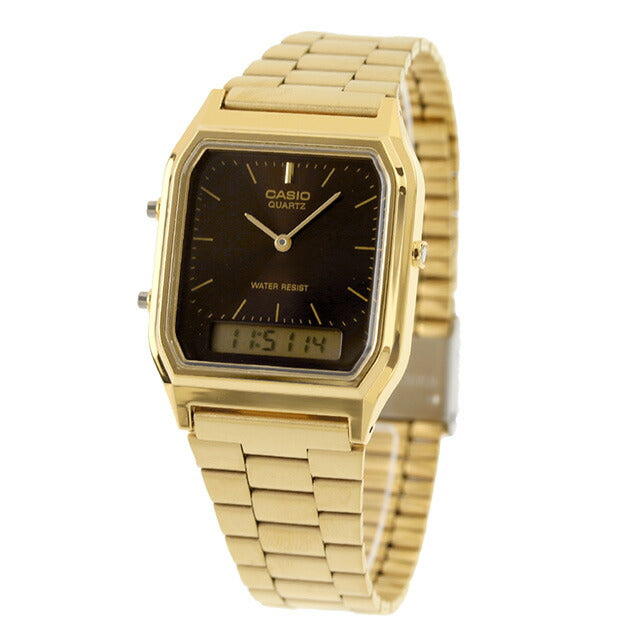 カシオ チープカシオ CASIO クォーツ 電池式 AQ-230GA-5AMQY クラシック ユニセックス チプカシ 腕時計 ブランド カシオ casio アナデジ ブラウン ゴールド AQ-230GA-5AMQYDF