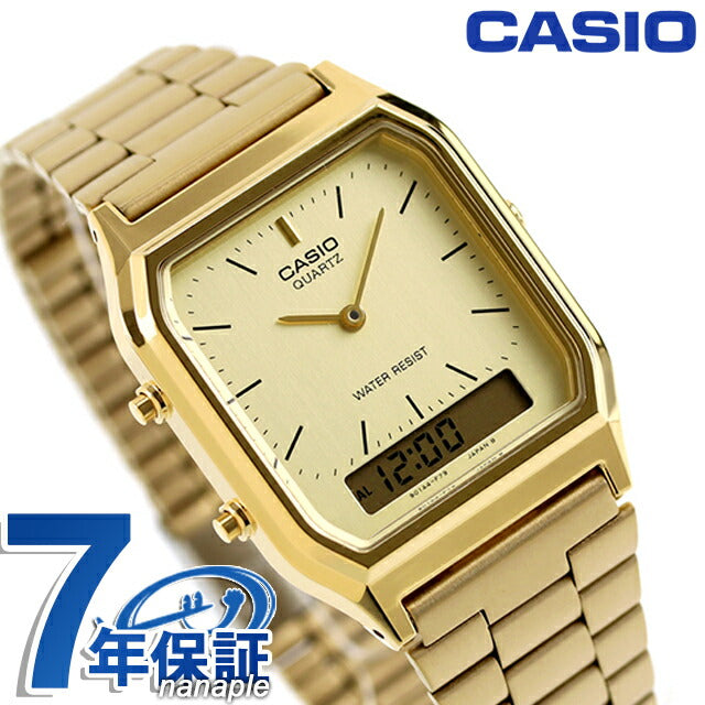 カシオ CASIO クォーツ 電池式 AQ-230GA-9D ビンテージ 海外モデル ユニセックス メンズ レディース 腕時計 ブランド カシオ casio アナデジ ゴールド AQ-230GA-9DDF