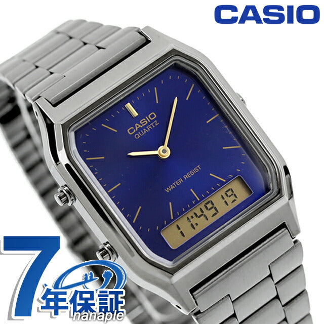 カシオ CASIO クォーツ 電池式 AQ-230GG-2A ビンテージ 海外モデル ユニセックス メンズ レディース 腕時計 ブランド カシオ casio アナデジ ブルー ガンメタル AQ-230GG-2ADF