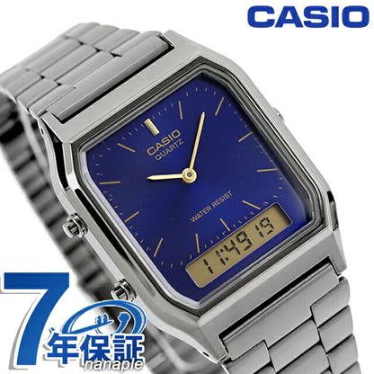 カシオ CASIO クォーツ 電池式 AQ-230GG-2A ビンテージ 海外モデル ユニセックス メンズ レディース 腕時計 ブランド カシオ casio アナデジ ブルー ガンメタル AQ-230GG-2ADF