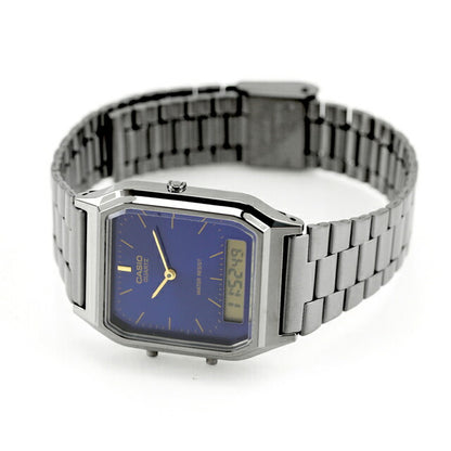 カシオ CASIO クォーツ 電池式 AQ-230GG-2A ビンテージ 海外モデル ユニセックス メンズ レディース 腕時計 ブランド カシオ casio アナデジ ブルー ガンメタル AQ-230GG-2ADF