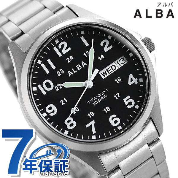 セイコー アルバ メンズ 腕時計 ブランド カレンダー チタン AQPJ402 SEIKO クオーツ ブラック AQPJ402