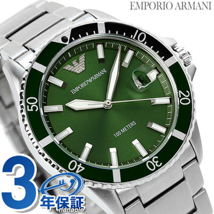 Emporio Armani手表潜水员Quartz Watch Brand Men AR11338模拟绿色