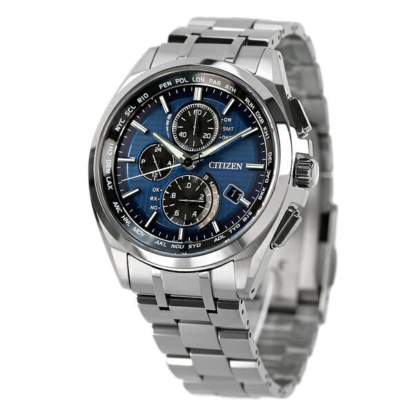 公民Atessa Citizen Eco Drive Solar Radio Radio titanium Chronograph At8040-57l男士手表品牌蓝色