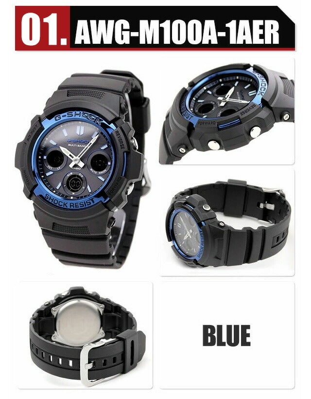 G-Shock G-Shock广播太阳能无线电AWG-M100 Anadigi黑色黑色可选模型 卡西欧 Casio观看品牌男士成人庆典初中生展示礼物AWG-M100-1AER