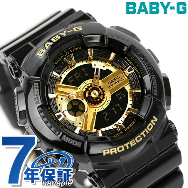 Baby G Baby Jie Jie Baby-G Quartz Ba-1110x-1a Ba-1110女士观看品牌Casio Anadisy黑色金色BAL BA-110X-1ADR