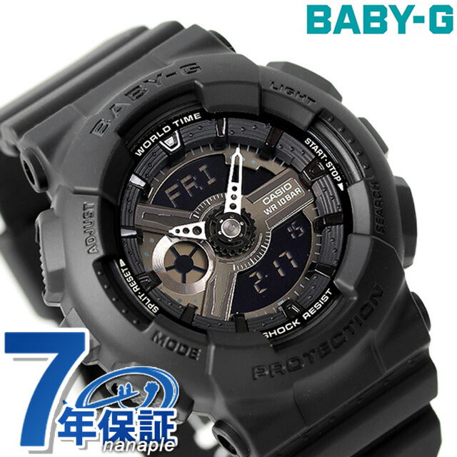 Baby G Baby Baby Baby Baby-G Quartz BA-1110XBC-1A BA-110女士观看品牌Casio Anadige黑色银色黑色BA-1110XBC-1ADR