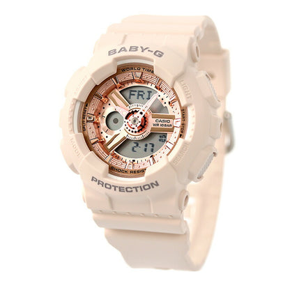 Baby G Baby Jie BABY-G Quartz BA-110XCP-4A BA-110 Overseas Model Ladies Watch Brand Casio Anadisy Pink Gold Beige Pink BA-110XCP-4ADR