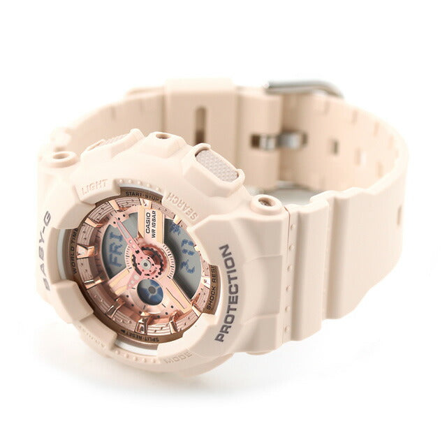 Baby G Baby Jie BABY-G Quartz BA-110XCP-4A BA-110 Overseas Model Ladies Watch Brand Casio Anadisy Pink Gold Beige Pink BA-110XCP-4ADR