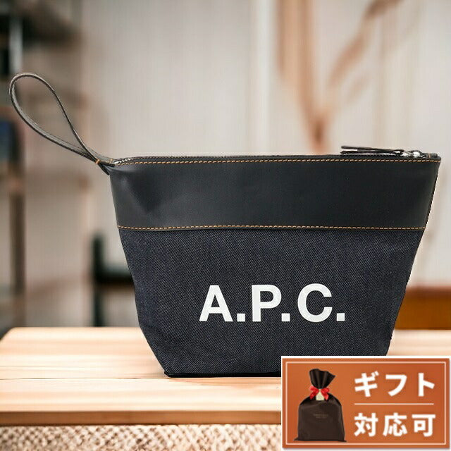 アーペーセー A.P.C. CODDP M63526 IAK DARK NAVY APC アクセル デニム×レザー ハンドポーチ クラッチバッグ 小物入れ ダークネイビー BBAP00098L
