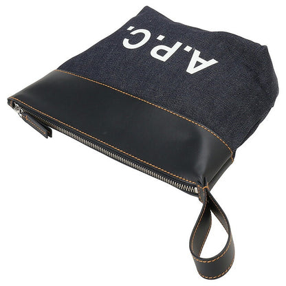 アーペーセー A.P.C. CODDP M63526 IAK DARK NAVY APC アクセル デニム×レザー ハンドポーチ クラッチバッグ 小物入れ ダークネイビー BBAP00098L