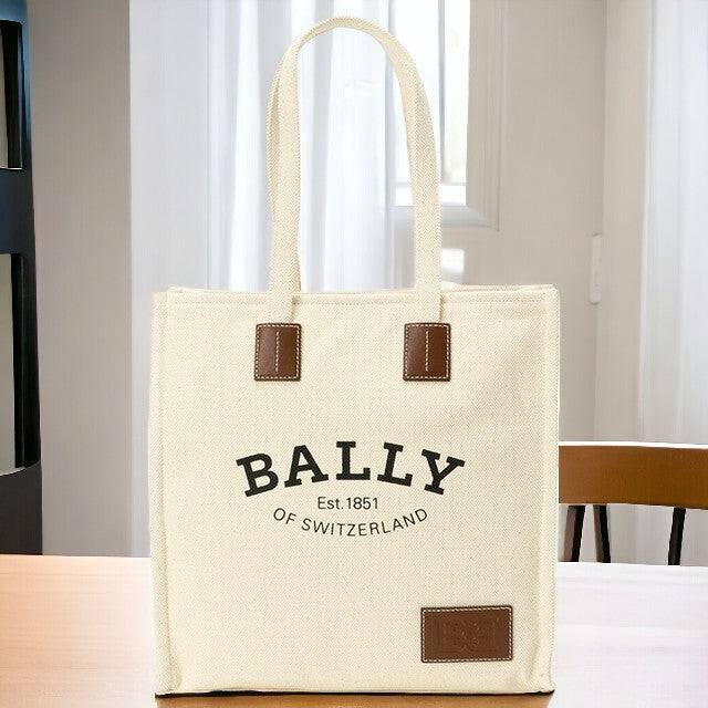 バリー BALLY 602118 25388 F023 クリスタリア ロゴプリント ファブリック トートバッグ ショルダーバッグ ナチュラル/ブラウン レディース メンズ BBBL00231L