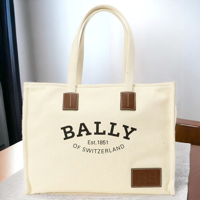 バリー BALLY WAE00C CV011 I35O クリスタリア ロゴプリント ファブリック トートバッグ ショルダーバッグ ナチュラル/ブラウン レディース メンズ BBBL00232L