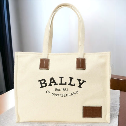 バリー BALLY WAE00C CV011 I35O クリスタリア ロゴプリント ファブリック トートバッグ ショルダーバッグ ナチュラル/ブラウン レディース メンズ BBBL00232L