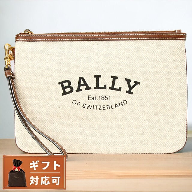 バリー BALLY WLO00J CV014 I35O ロゴプリント ハンドポーチ クラッチバッグ ナチュラル/ブラウン レディース メンズ ユニセックス BBBL00234L