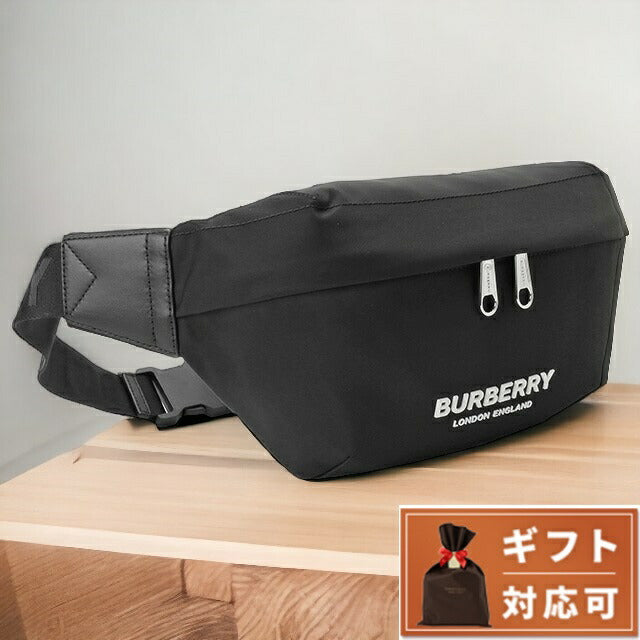 バーバリー BURBERRY 8049095 A1189 ロゴプリント ソニー ベルトバッグ ウエストバッグ ボディバッグ ブラック メンズ ユニセックス BBBU00137M
