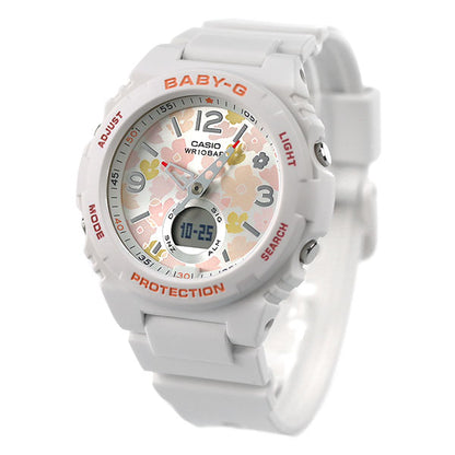 Baby G Baby Jie BABY-G Standard BGA-260 Flower Pattern Overseas Model Ladies Watch Brand BGA-260FL-7ADR Casio Silver White