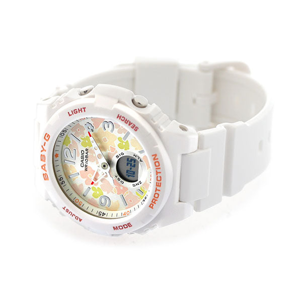 Baby G Baby Jie BABY-G Standard BGA-260 Flower Pattern Overseas Model Ladies Watch Brand BGA-260FL-7ADR Casio Silver White