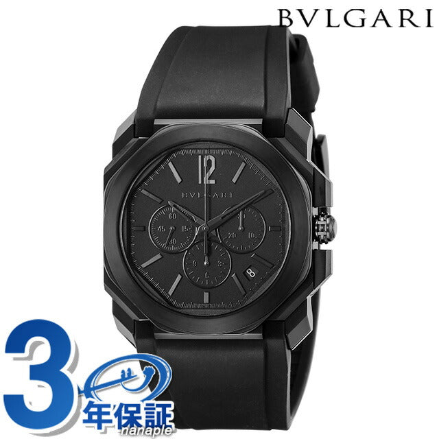 ブルガリ 時計 メンズ オクト 40mm クロノグラフ スイス製 自動巻き 腕時計 BGO41BBSVDCH/B BVLGARI オールブラック 黒 BGO41BBSVDCHB