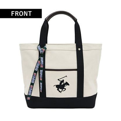 ビバリーヒルズポロクラブ トートバッグ メンズ レディース ブランド キャンバストートバッグL Cotton 152456 IV BK BK バッグ BH1008N-IVBKBK