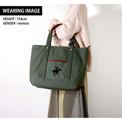 ビバリーヒルズポロクラブ トートバッグ メンズ レディース ブランド キャンバストートバッグL Cotton 284919 GRN GRN BK バッグ BH1008N-GRNGRNBK