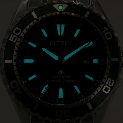 Citizen Premaster Marine Eco Drive太阳能观看品牌潜水员观看太阳能公民BN0199-53X模拟绿色