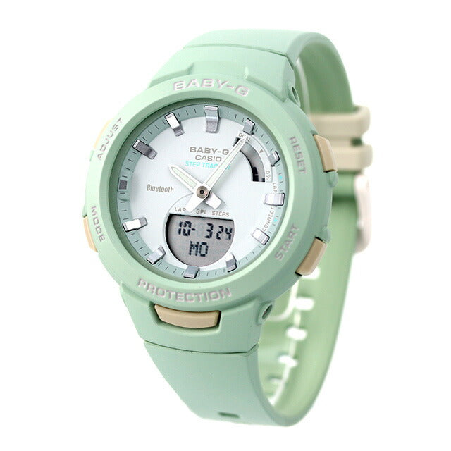 Baby G Baby Baby BABY-G Quartz BSA-B100CS-3A Smartphone Link Bluetooth Ladies Watch Brand Casio Anadige Pastel Green BSA-B100CS-3ADR