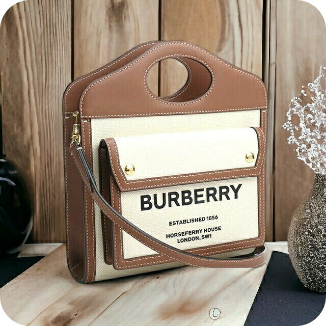 バーバリー トートバッグ レディース ブランド コットン イタリア 8039361 NATURAL-MALT BROWN ホワイト系 ブラウン系 バッグ BUR8039361011
