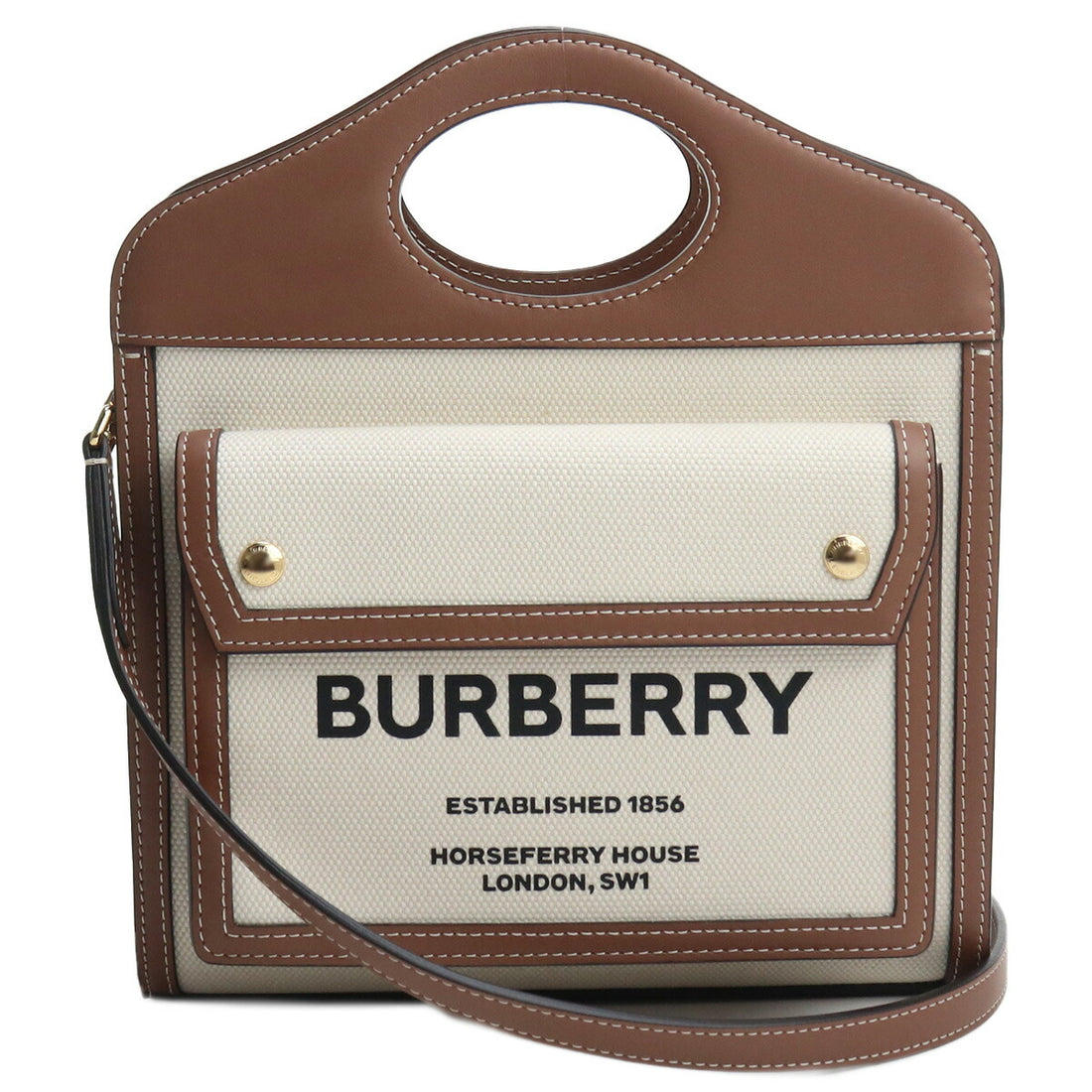 バーバリー トートバッグ レディース ブランド コットン イタリア 8039361 NATURAL-MALT BROWN ホワイト系 ブラウン系 バッグ BUR8039361011