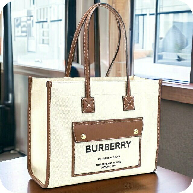 バーバリー トートバッグ レディース ブランド コットン イタリア 8044138 NATURAL-TAN ホワイト系 ブラウン系 バッグ BUR8044138011