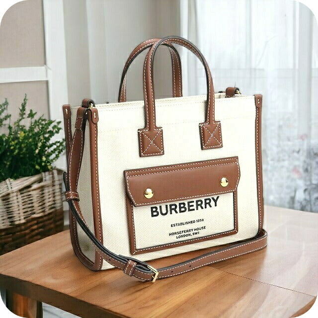 バーバリー トートバッグ レディース ブランド コットン イタリア 8044143 NATURAL-TAN ホワイト系 ブラウン系 バッグ BUR8044143011