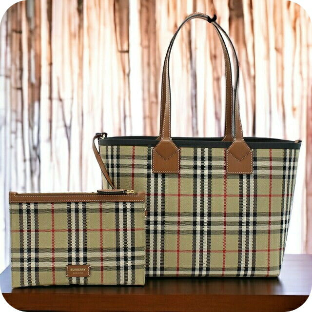 バーバリー トートバッグ レディース ブランド コットン、レザー イタリア 8066163 BRIAR BROWN-BLACK ブラウン系 マルチカラー バッグ BUR8066163011