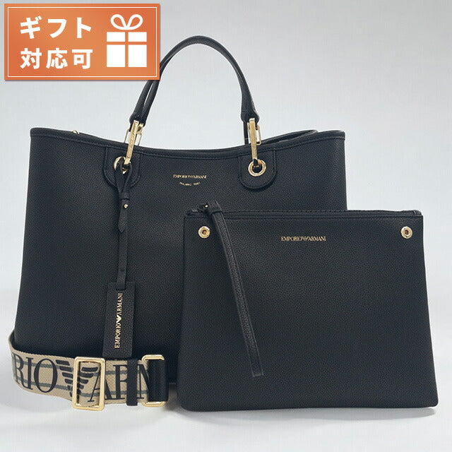 エンポリオアルマーニ EMPORIO ARMANI Y3D165 YFO5B 85218 ディアプリント ショッパーバッグ ミディアム ポーチ付 2WAY ショルダー・トートバッグ ブラック BWEA00082L