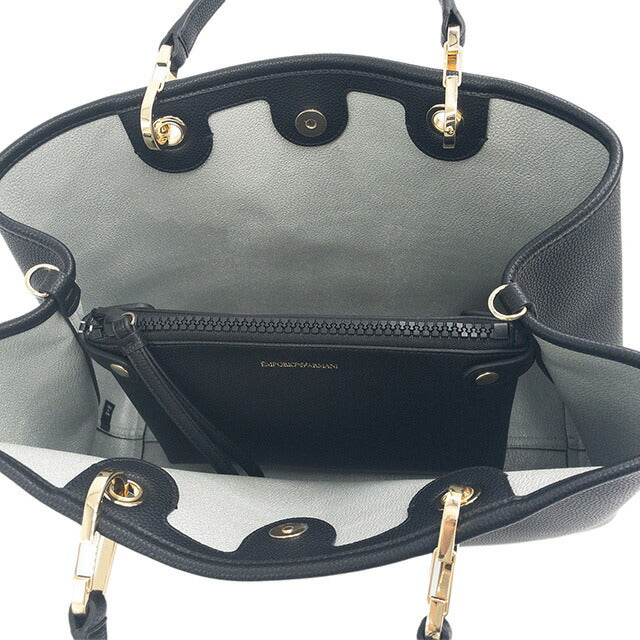エンポリオアルマーニ EMPORIO ARMANI Y3D165 YFO5B 85218 ディアプリント ショッパーバッグ ミディアム ポーチ付 2WAY ショルダー・トートバッグ ブラック BWEA00082L