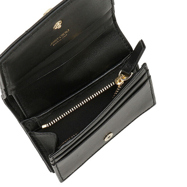 ジミーチュウ JIMMY CHOO HANNE NBA BLACK LIGHT GOLD ハンネ アヴェニュー アベニュー 二つ折り財布 ミニ財布 ブラック レディース BWJM00231L