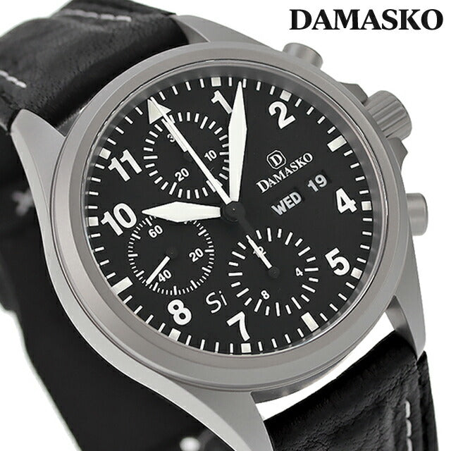 Damasco Euro Fighter模型自动观看品牌男士计时码Damasko DC56 Si L黑色黑色黑色德国DC-56-SIL