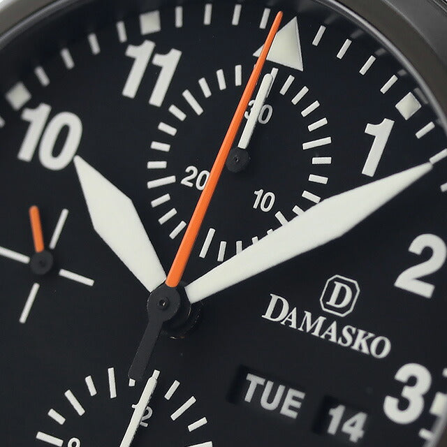 ダマスコ ユーロファイターモデル 自動巻き 腕時計 ブランド メンズ クロノグラフ DAMASKO DCJ56D L アナログ オールブラック 黒 DCJ56-D-L