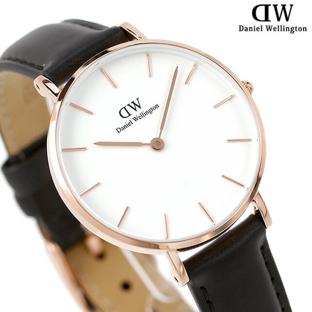 Daniel Wellington Quartz Watch Brand Ladies Leather Belt DW00100174 Analog White Black Black