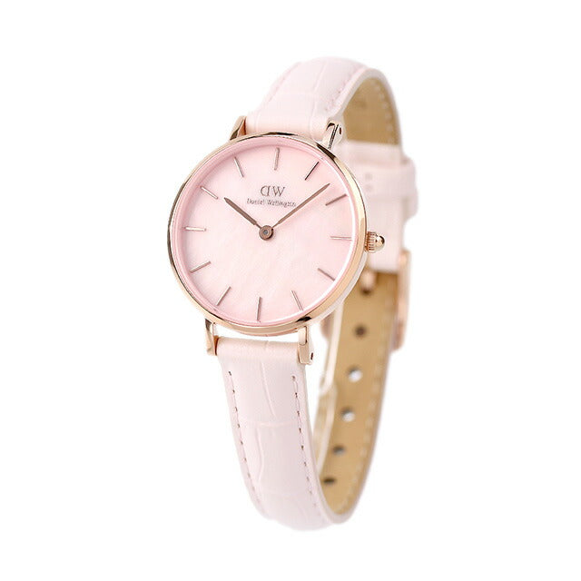 Daniel Wellington Quartz Watch Brand Ladies Leather Belt DW00100511 Analog Mother of Pearl Pink Pink