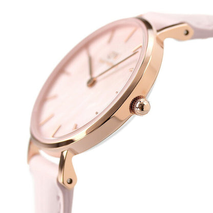 Daniel Wellington Quartz Watch Brand Ladies Leather Belt DW00100511 Analog Mother of Pearl Pink Pink