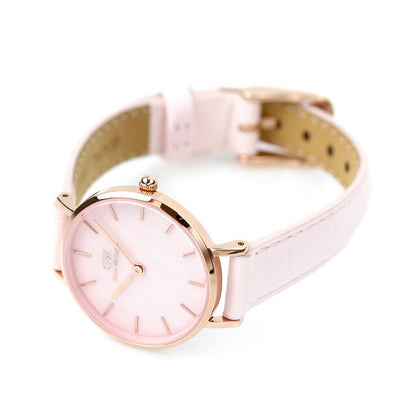 Daniel Wellington Quartz Watch Brand Ladies Leather Belt DW00100511 Analog Mother of Pearl Pink Pink